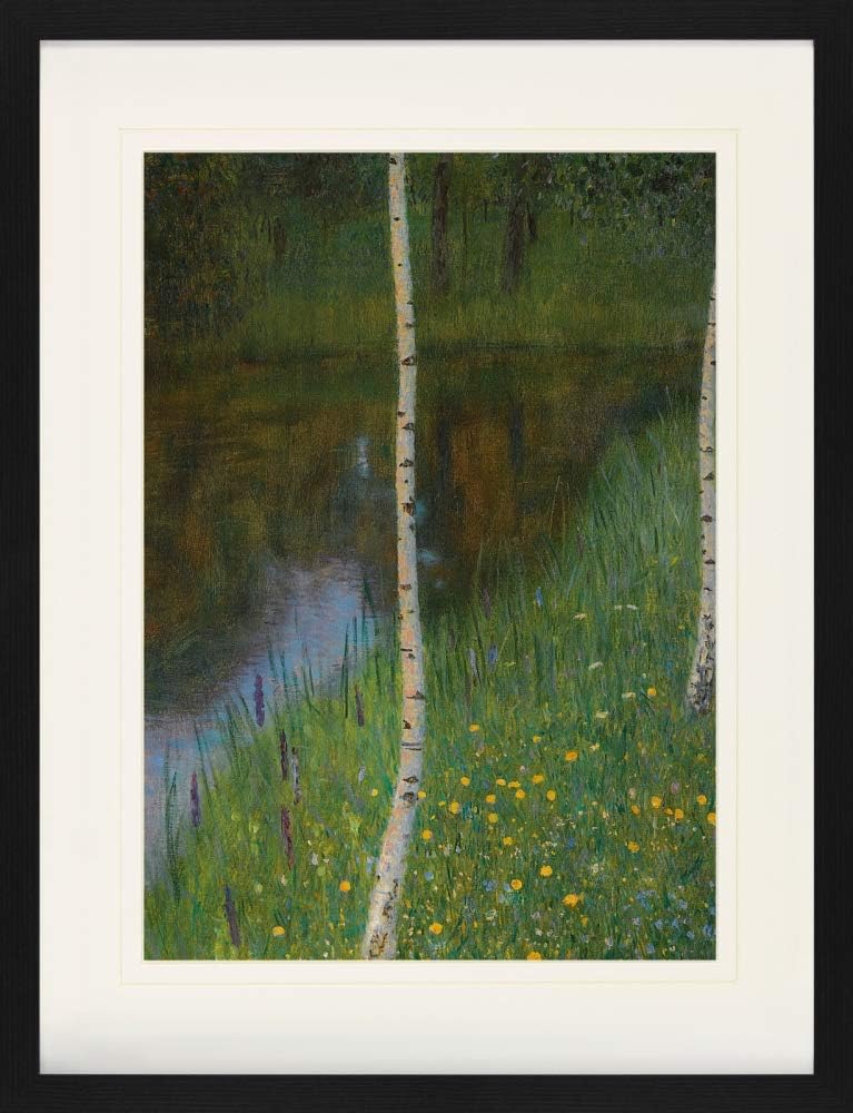 1art1 Gustav Klimt Poster Seeufer Mit Birken, 1901 Gerahmtes Bild Mit Edlem Passepartout | Wand-Bild