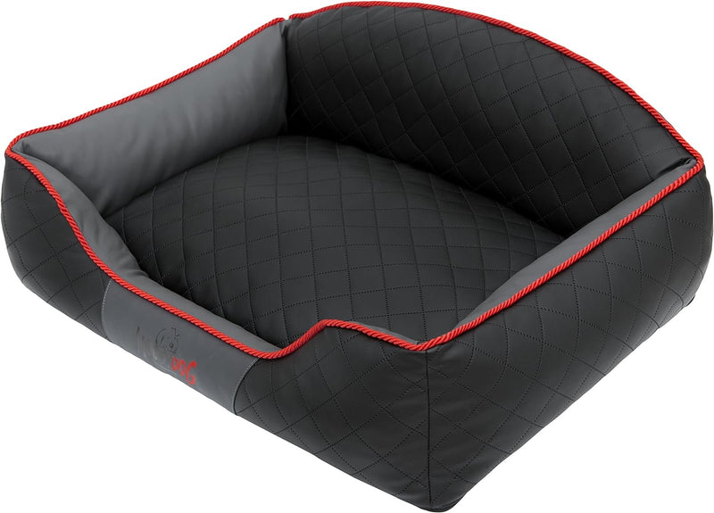 Hobbydog LELICZG10 Hundebett/Sofa/Korb Elite mit Kunstleder, schwarz/Graphit, L 65 x 50 x 24 cm