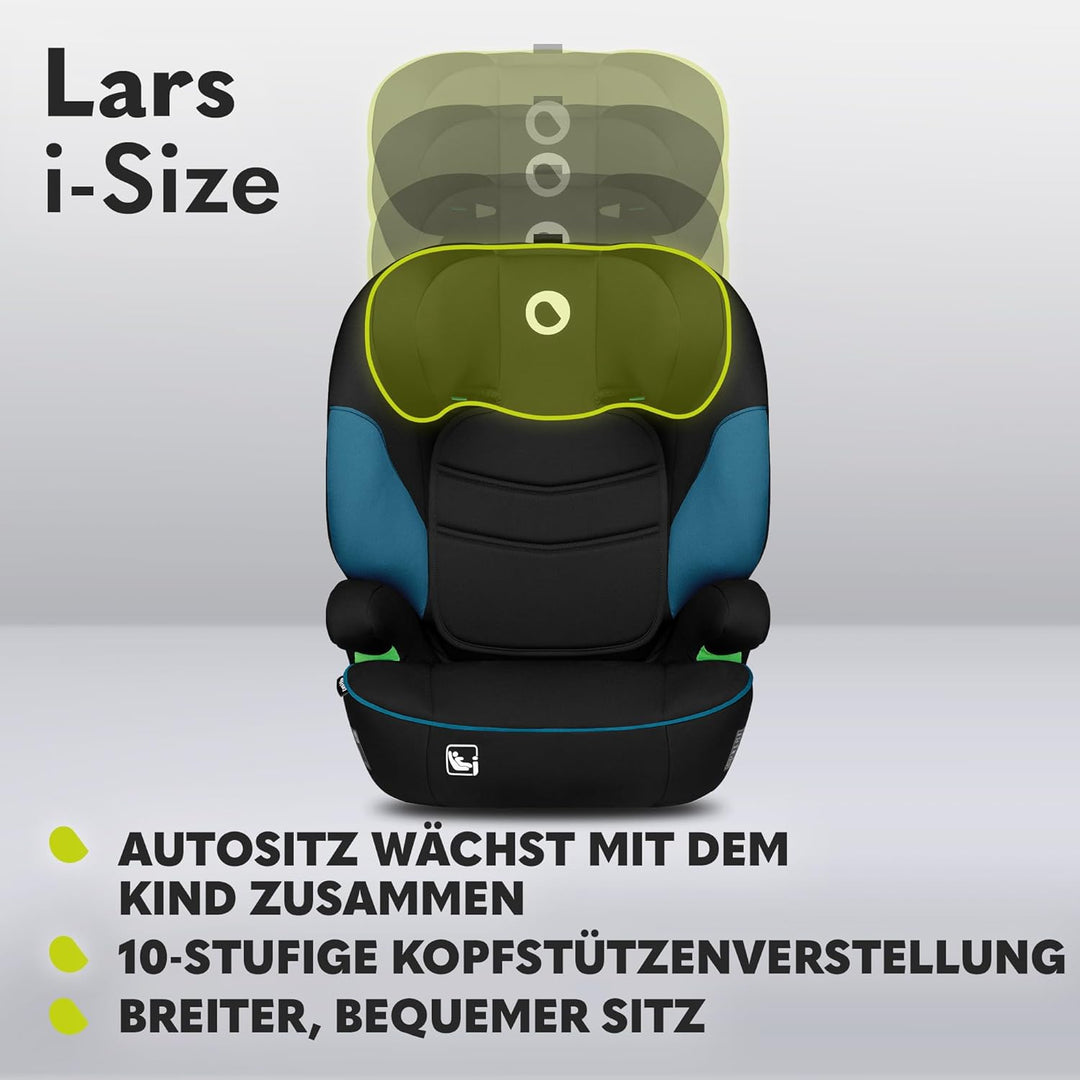 LIONELO LARS i-Size Kinderautositz 100–150 cm, Gruppe 2 3, Seitenschutz 10 Grad, Kopfstützenverstell