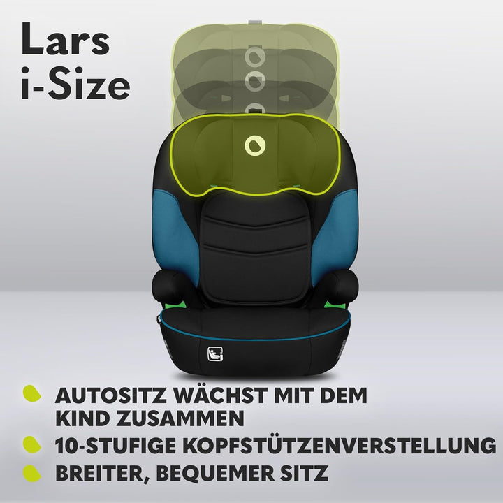LIONELO LARS i-Size Kinderautositz 100–150 cm, Gruppe 2 3, Seitenschutz 10 Grad, Kopfstützenverstell