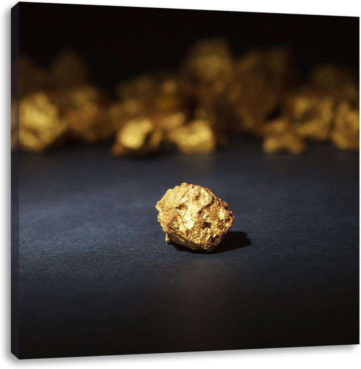 Pixxprint Goldnugget, Format: 70x70 auf Leinwand, XXL riesige Bilder fertig gerahmt mit Keilrahmen,
