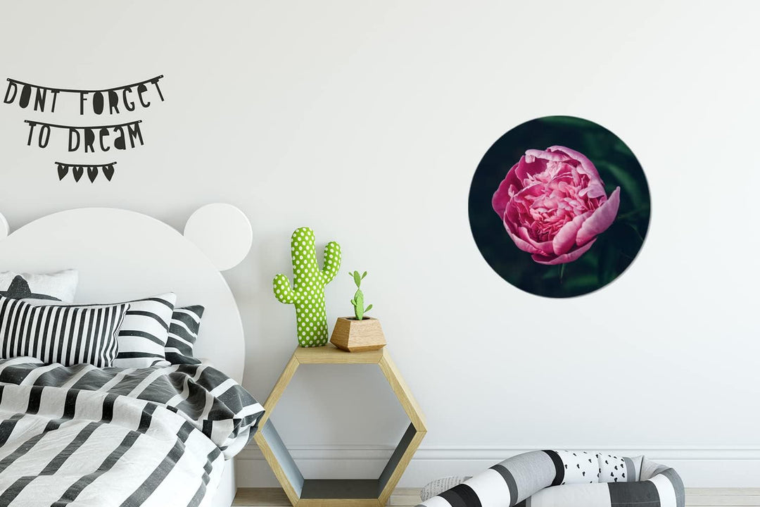 MuchoWow Wandbild Rund Wanddeko Deko Wohnzimmer Bilder 30x30 cm Blumen - Rosa - Rosen, 30x30 cm