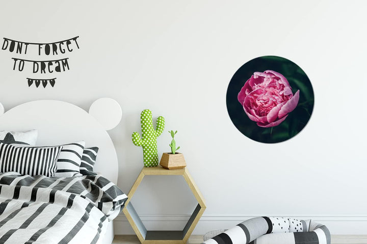MuchoWow Wandbild Rund Wanddeko Deko Wohnzimmer Bilder 30x30 cm Blumen - Rosa - Rosen, 30x30 cm
