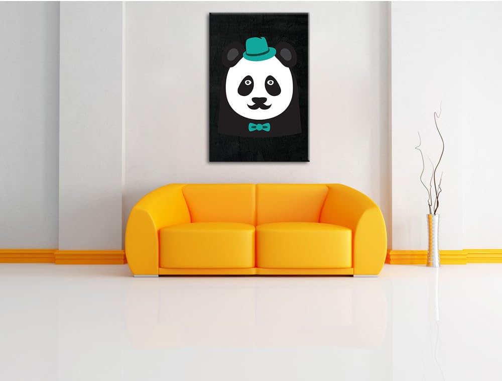Pixxprint Hipster Panda als Leinwandbild/Grösse: 100x70 cm/Wandbild/Kunstdruck/fertig bespannt 70x10