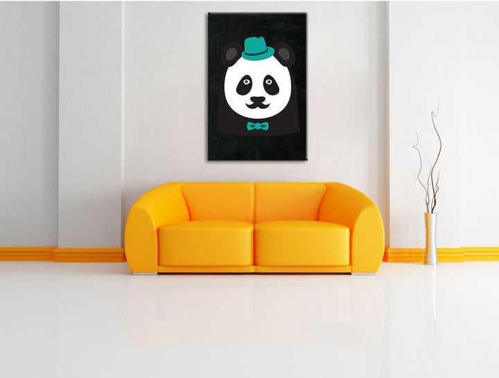 Pixxprint Hipster Panda als Leinwandbild/Grösse: 100x70 cm/Wandbild/Kunstdruck/fertig bespannt 70x10
