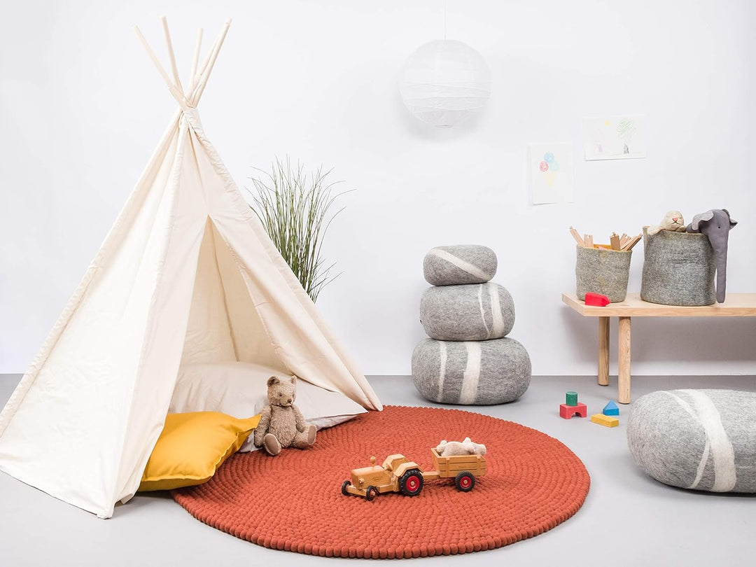myfelt Lora Filzkugelteppich — Ø 50 cm, ideal für Schlaf-, Wohn-, Kinderzimmer, Flur & Bad Ø 50 cm R