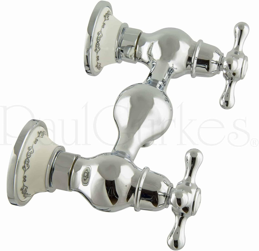 PaulGurkes Nostalgie Dusch Set mit Brause Retro Duscharmatur Mischbatterie Landhausstil Keramik Anti