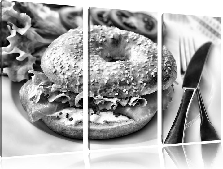 Pixxprint Frischer Lachs Beagle als Leinwandbild/Grösse: 3 Teilig (120x80) cm/Wandbild/Kunstdruck/fe