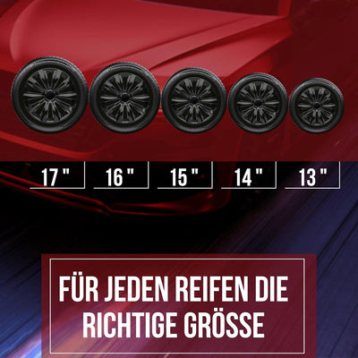 Albrecht 16 Zoll Radkappen schwarz für Stahlfelgen - Delta Radzierblenden aus hochwertigem Kunststof