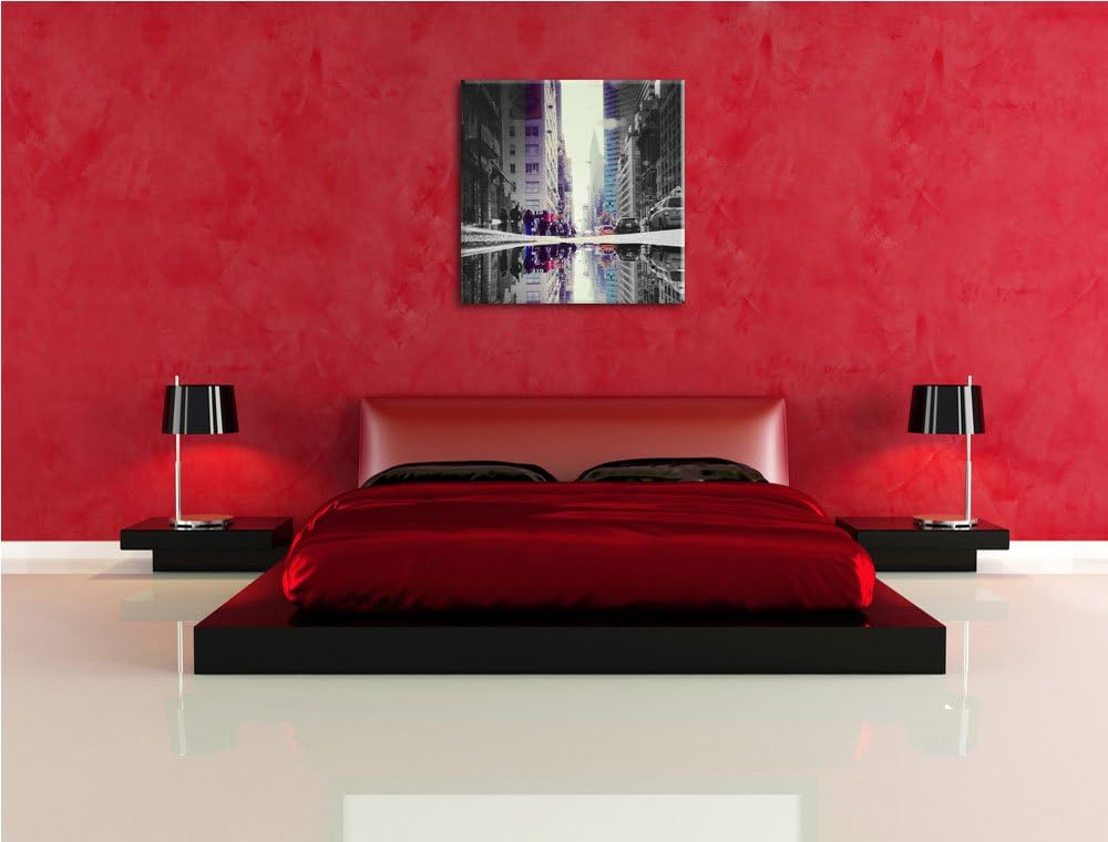 Pixxprint Times Square in New York schwarz/weiss, Format: 70x70 auf Leinwand, 70x70