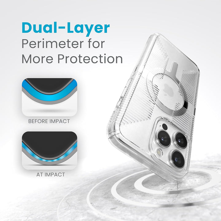 Speck Transparente Schutzhülle für iPhone 15 Pro Max – Schlank, gebaut für MagSafe, Fallschutzgriff