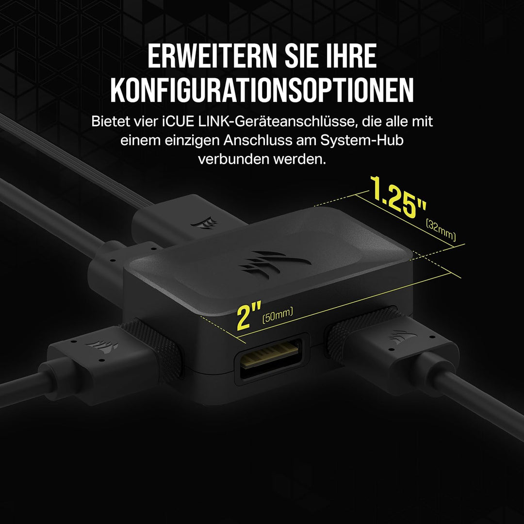 Corsair iCUE LINK 4-Wege-Signalverteiler - Für Benutzerdefinierte Kühlungs-Setups - Magnetische Befe