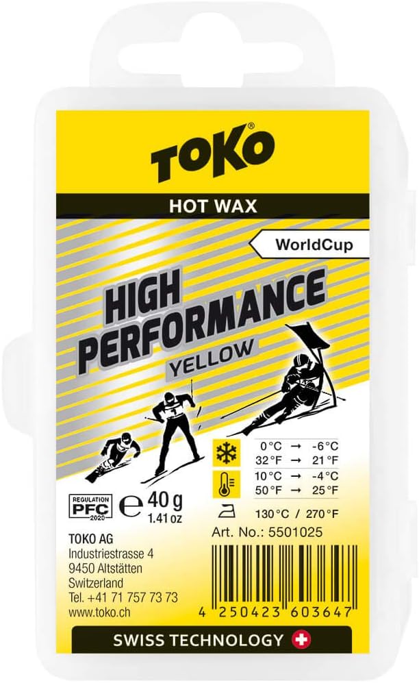 Toko Skiwachs High Performance yellow 0 °C -- -6 °C 40 g, yellow 0 °C -- -6 °C 40 g