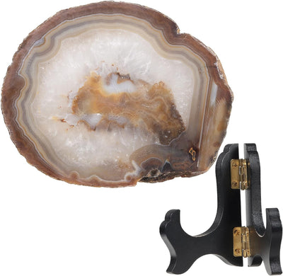 Nupuyai Natürliche Geode Achat Scheiben Deko mit Holzständer, Unregelmässig Bedruckte Weihnachtsmann