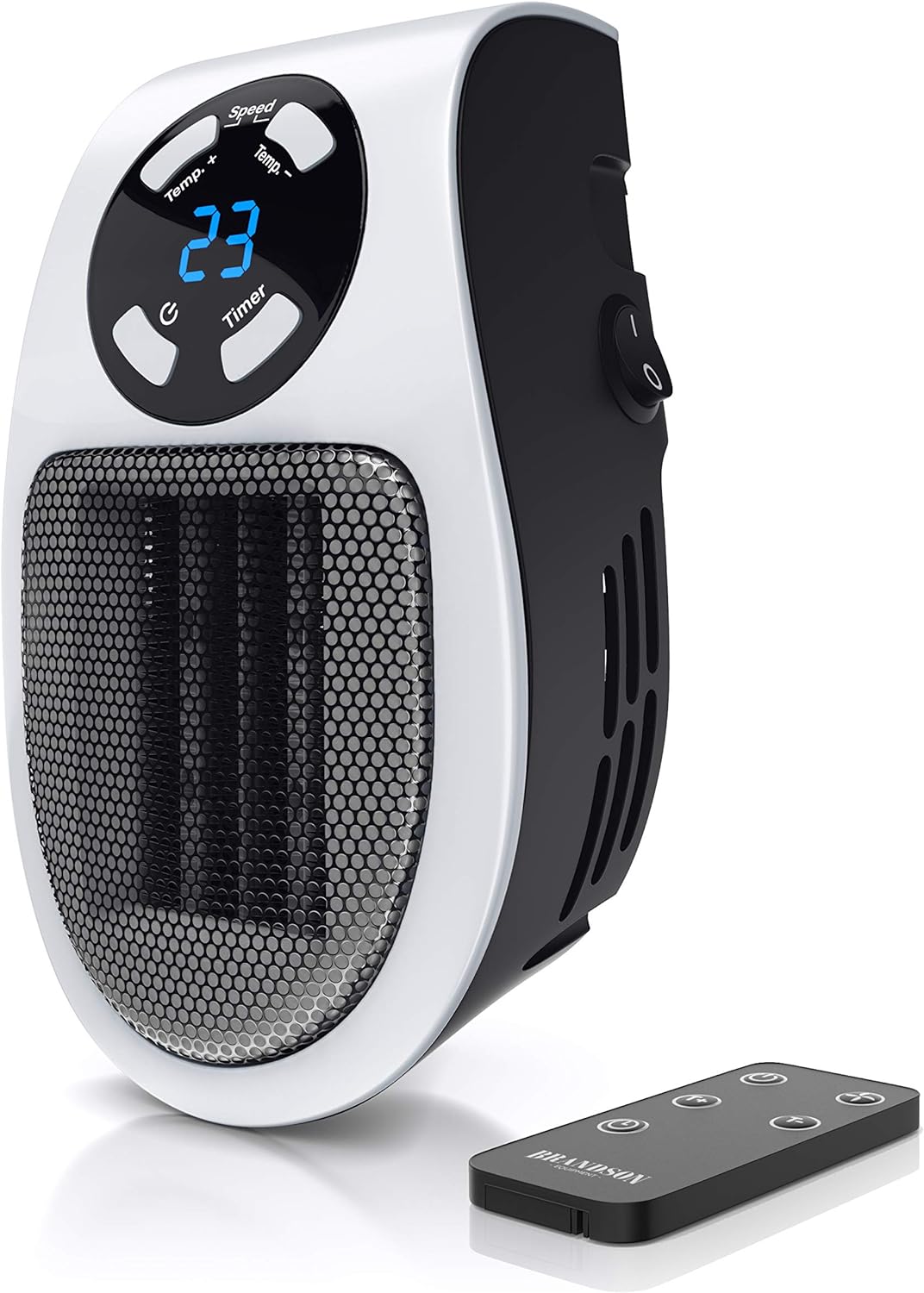 CSL - Steckdosen Heizlüfter mit Fernbedienung, Mini Keramik Heizung mit Thermostat, Lüfter 500W, Tem