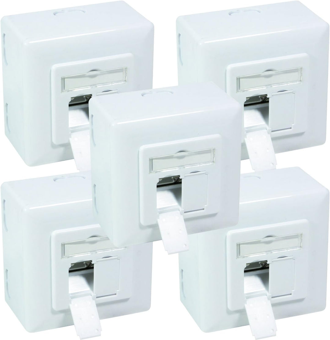 BIGtec 5 Stück Netzwerkdose CAT6 universal LAN Dose Kombidose Aufputz oder Unterputz Gigabit Netzwer