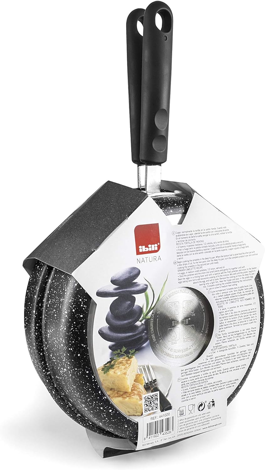 Ibili 441020 Omelettpfanne Natura Aluminium schwarz 20 cm 20 x 20 x 7 cm, 20 x 20 x 7 cm