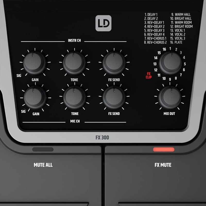 LD Systems FX 300-2-Kanal-Pedal mit 16 digitalen Effekten