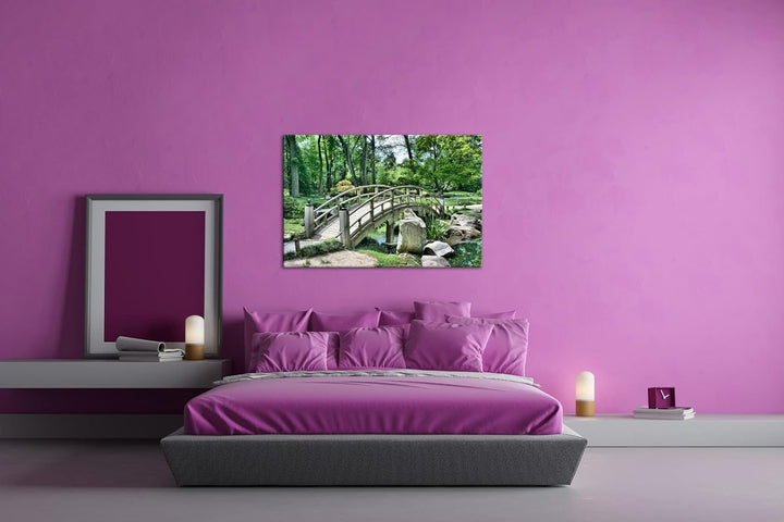 deyoli Japanischer Garten Format:75x50 cm als Leinwandbild, Motiv fertig gerahmt auf Echtholzrahmen,