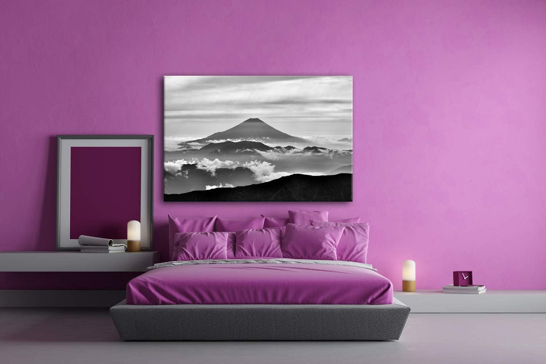 deyoli Fuji in Japan Format: 80x60 Effekt: Schwarz&Weiss als Leinwandbild, Motiv fertig gerahmt auf
