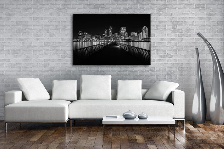 deyoli Dark San Francisco bei Nacht Format: 80x60 Effekt: Schwarz/Weiss als Leinwand, Motiv fertig g