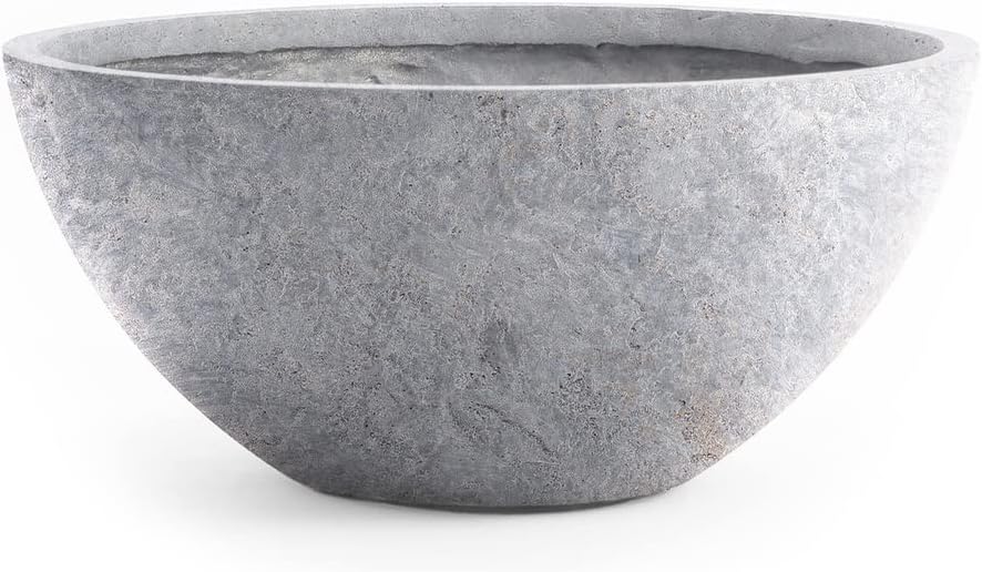 Pflanzwerk® Pflanzkübel Pflanzschale Bowl Ø 36cm Lava Hellgrau *Frostbeständige Blumenschale* *Deuts