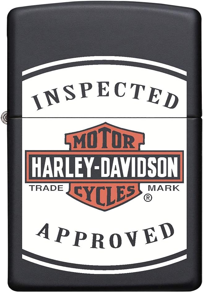 ZIPPO – Sturmfeuerzeug, Harley Davidson Inspected Approved, Color Image, Black Matte, nachfüllbar, i