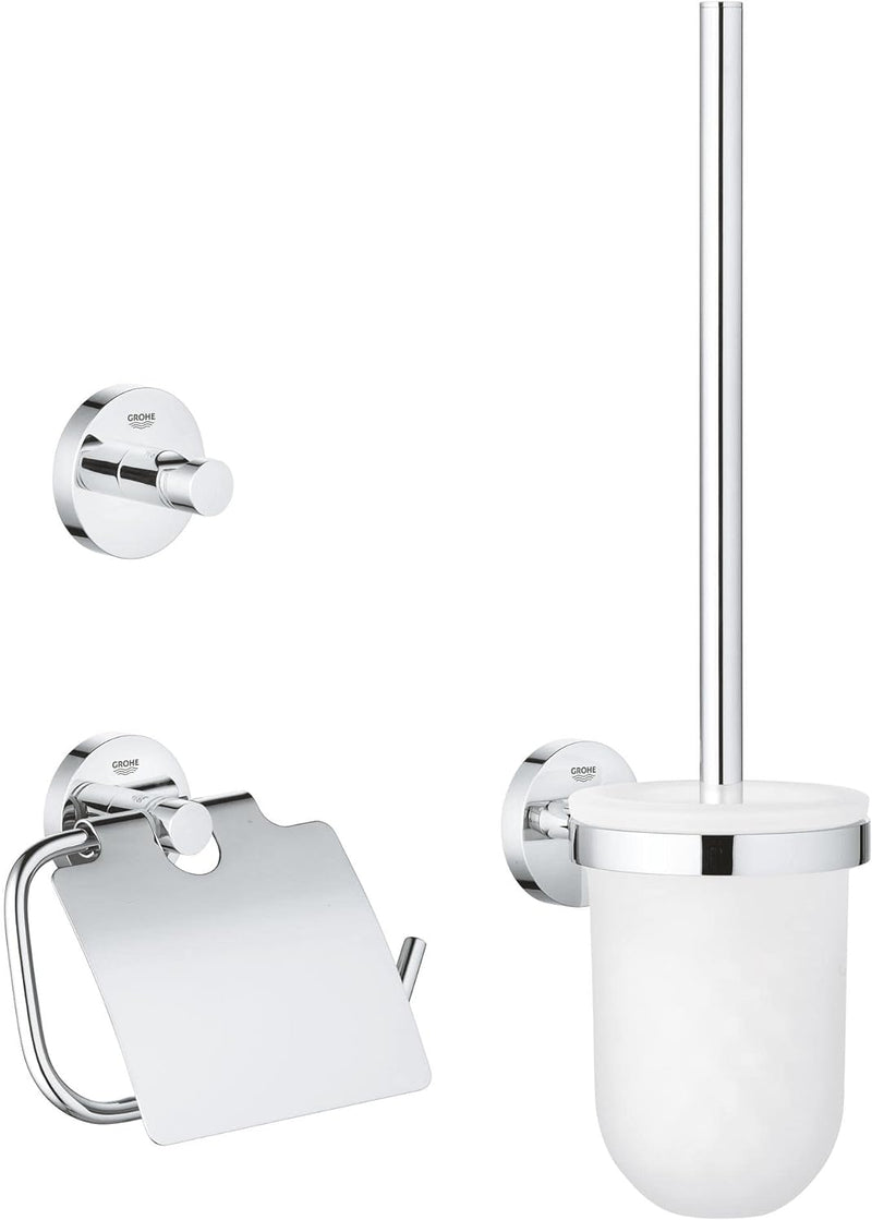 GROHE Start Cosmopolitan - WC- Set 3-in-1 (Material: Glas/ Metall, verdeckte Befestigung), chrom, 41