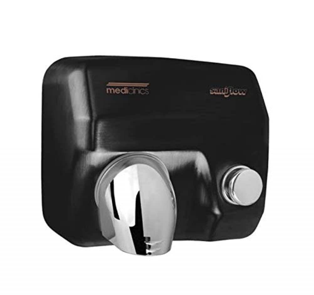 Allcare 12285 Mediclinics E05B Handtrockner Druckknopf Schwarz Black/12285, Black/12285