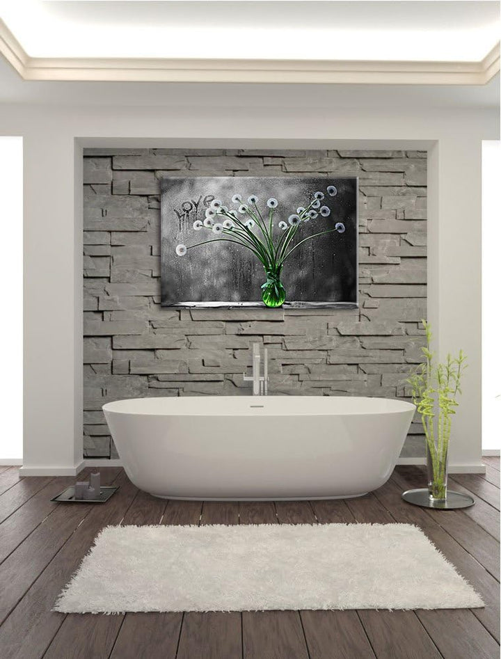 Pusteblumen bei Regen schwarz/weiss Format: 100x70 auf Leinwand, XXL riesige Bilder fertig gerahmt m