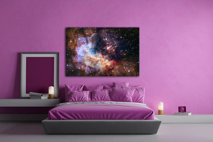 deyoli farbenprächtiger Sternencluster Format: 60x40 als Leinwandbild, Motiv fertig gerahmt auf Echt