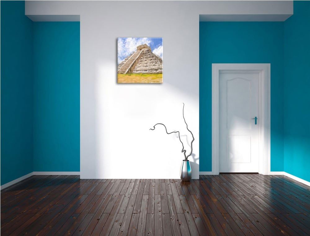 Pixxprint Atemberaubender Maya Tempel als Leinwandbild/Grösse: 70x70 cm/Wandbild/Kunstdruck/fertig b