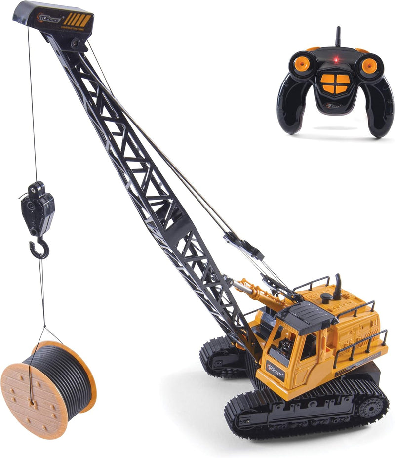 Top Race Ferngesteuerter 12-Kanal Baukran Traktor mit Lichtern und Geräuschen - für Jungen und Mädch
