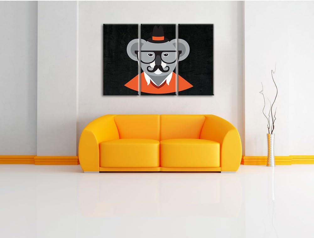 Pixxprint Hipster Koala als Leinwandbild/Grösse: 3 Teilig (120x80) cm/Wandbild/Kunstdruck/fertig bes