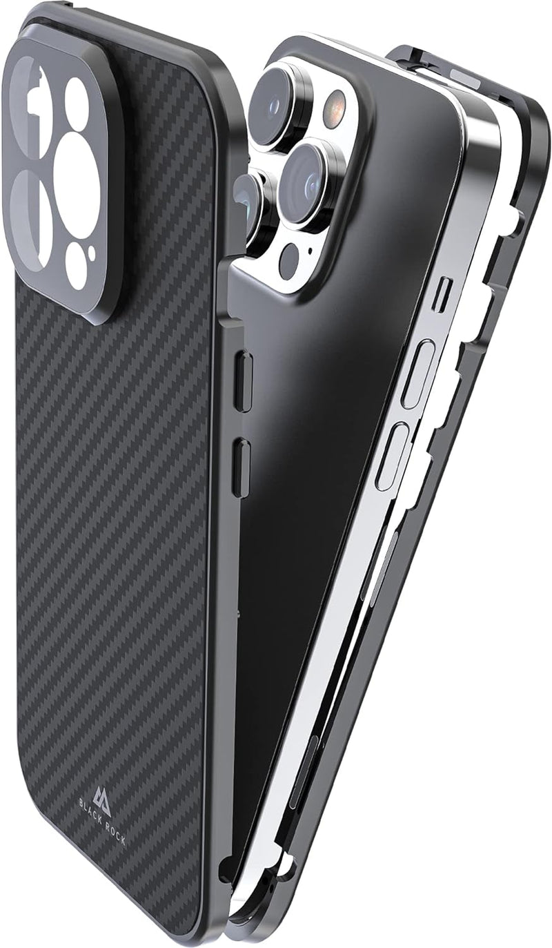 Black Rock - Hülle 360 Grad Glass Case Passend für Apple iPhone 14 Pro I Carbon Handyhülle, Karbon R
