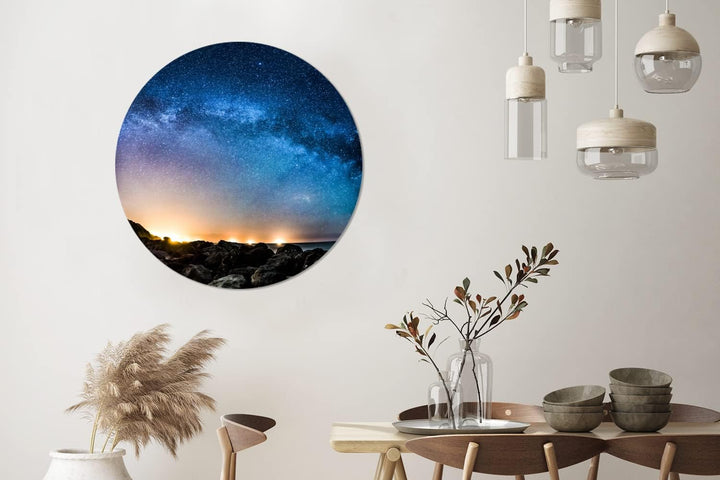 Wandbild Rund Wanddeko Deko Wohnzimmer Bilder 90x90 cm Galaxie - Universum - Sonne - Jungen - Mädche