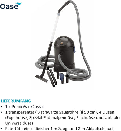 Oase 50529 PondoVac Classic Teichschlamm Sauger 1400 W 3000 l / h - Reinigung und Wasseraufbereitung