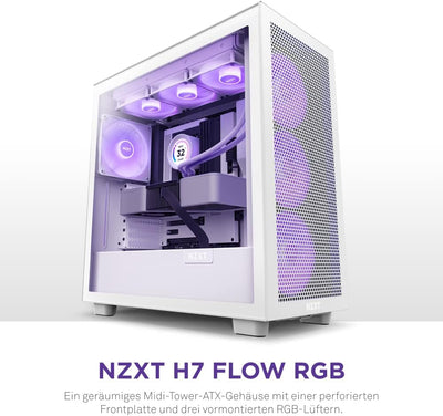NZXT H7 Flow RGB - CM-H71FW-R1 - ATX Mid-Tower Gaming PC-Gehäuse - USB-C Port - Mesh Front- & Temper
