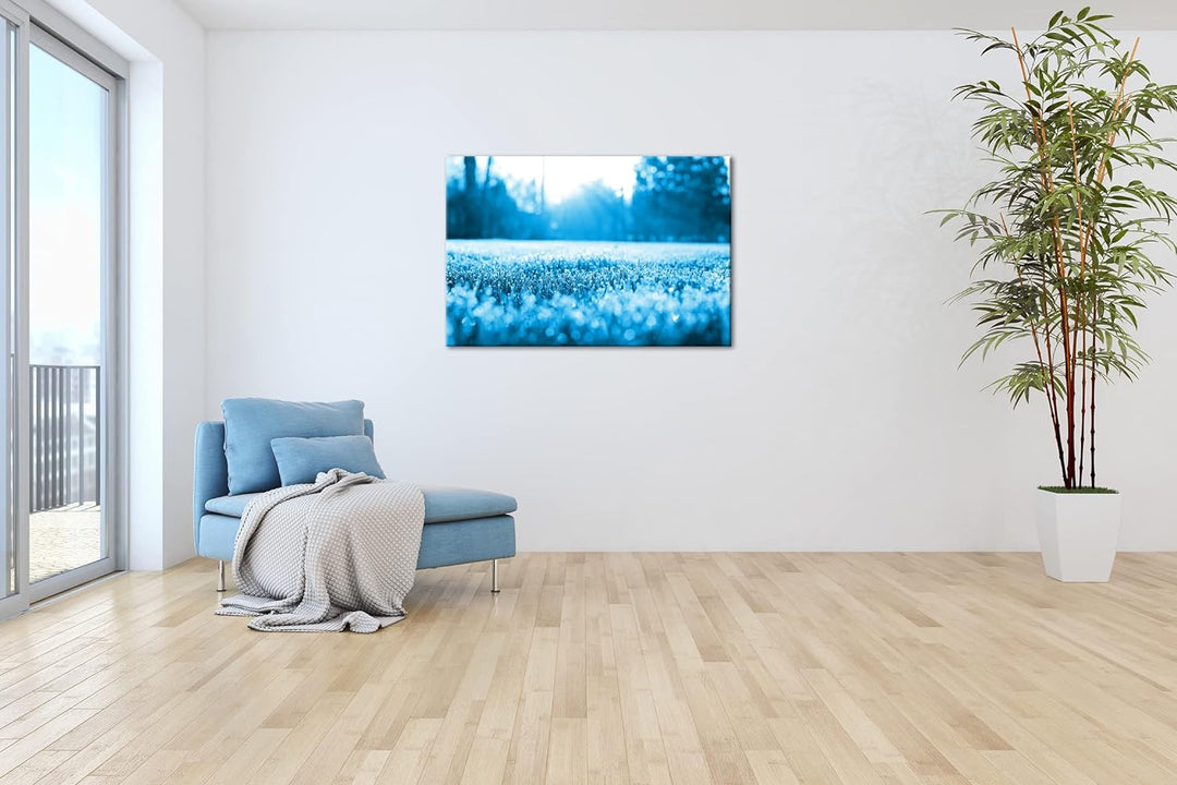 deyoli Morgenfrost auf einer Frühlingswiese Format 80x60 Effekt: Monocrome Blau als Leinwandbild, Mo