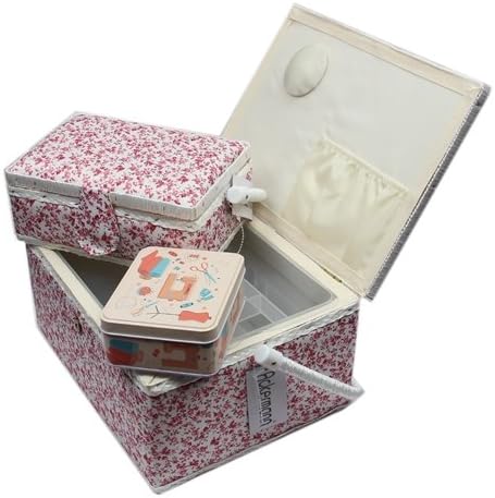 Ackermann Nähkorb-Set mit Tragegriff (1x gross und 1x mittel) + 1x kleine Accessoires-Box aus Metall