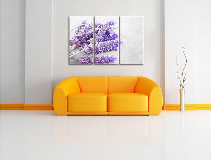 Pixxprint getrockneter Lavendel als Leinwandbild | Grösse: 3 Teilig (120x80) | Wandbild| Kunstdruck