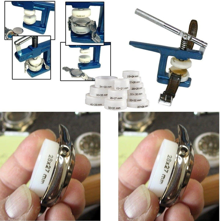 Einpresswerkzeug, Gehäuseöffner, Uhrenmesser, Gehäusehalter - Uhrenwerkzeug Starter-Set
