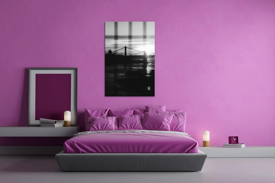 deyoli taumhafte Hängebrücke Format: 60x40 cm Effekt: Schwarz&Weiss als Leinwandbild, Motiv fertig g