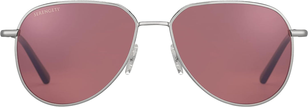 Serengeti Unisex Buche Sonnenbrille, Klein, glänzend, Silber, S