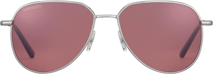 Serengeti Unisex Buche Sonnenbrille, Klein, glänzend, Silber, S