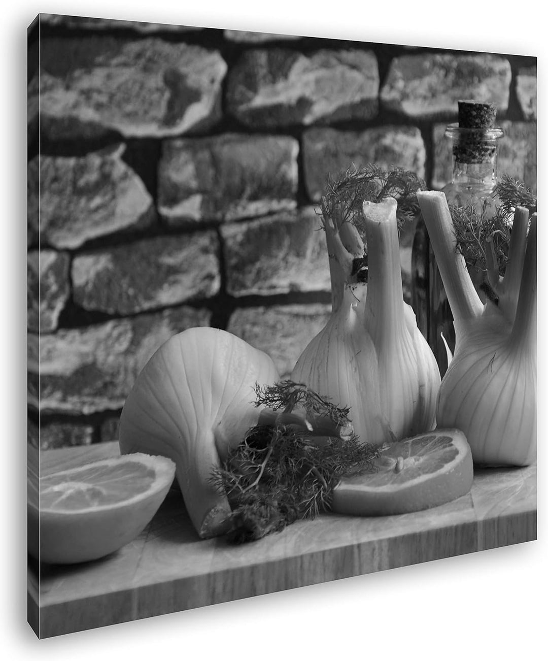 deyoli appetitlicher Fenchel mit Zitronen Format: 70x70 Effekt: Schwarz&Weiss als Leinwandbild, Moti