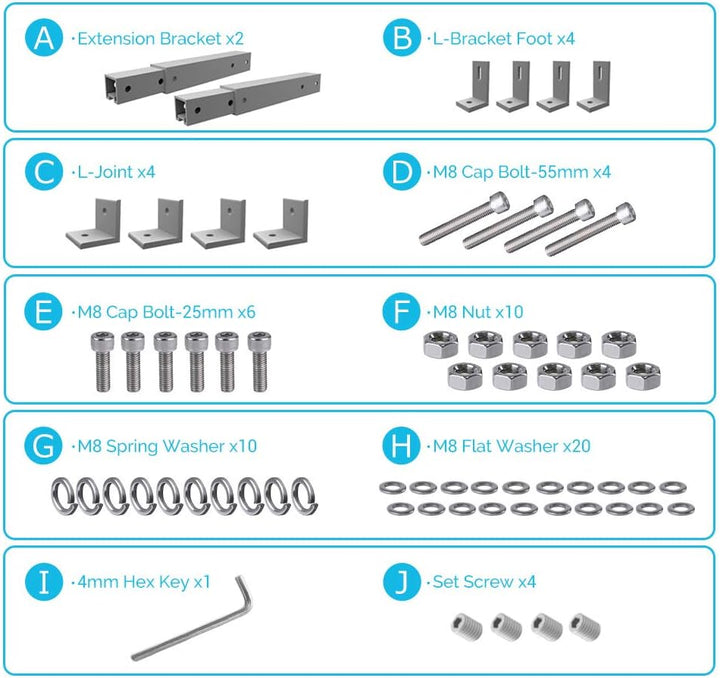 Renogy Verstellbare Solarpanel-Neigungshalterungen unterstützen bis zu 150 Watt Solarpanel für Dach,