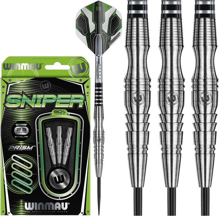 Winmau Sniper Profi Wolfram Steeltip Dartpfeile Set mit Flights und Schäfte 23 g, 23 g