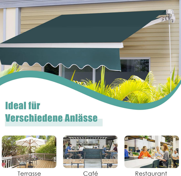 RELAX4LIFE Einziehbare Markise 2,5 x 2 m, Gelenkarmmarkise mit Handkurbel, Sonnenmarkise Winkel- & B