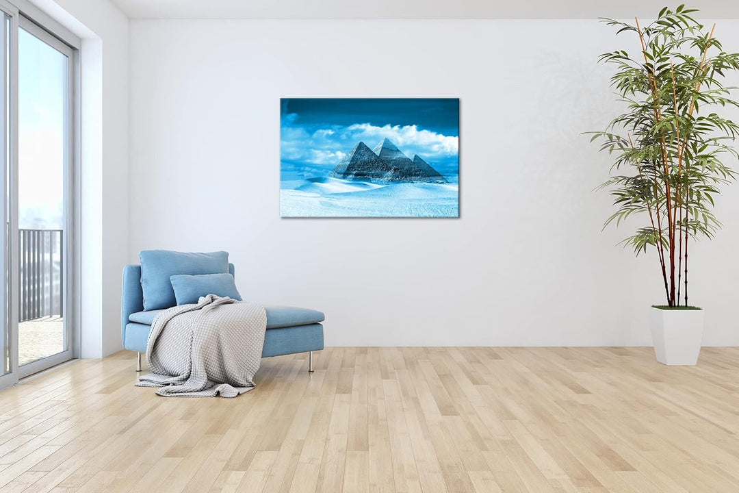 deyoli Die Pyramiden von Gizeh Format: 80x60 Effekt: Monocrome Blau als Leinwand, Motiv fertig gerah
